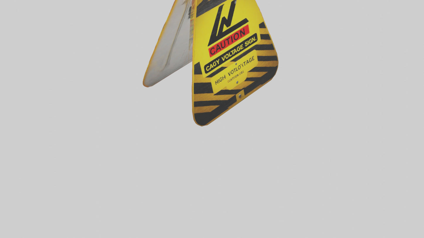 3D model High Voltage Caution Sign model VR / AR / low-poly