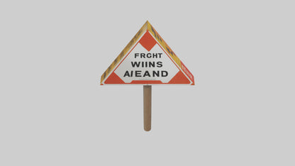 3D model High Winds Ahead Danger Sign model VR / AR / low-poly