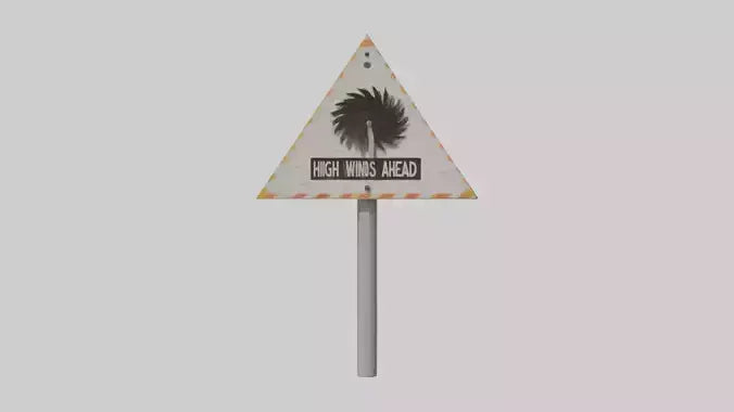 3D model High Winds Ahead Danger Sign model VR / AR / low-poly