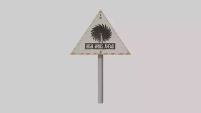 3D model High Winds Ahead Danger Sign model VR / AR / low-poly