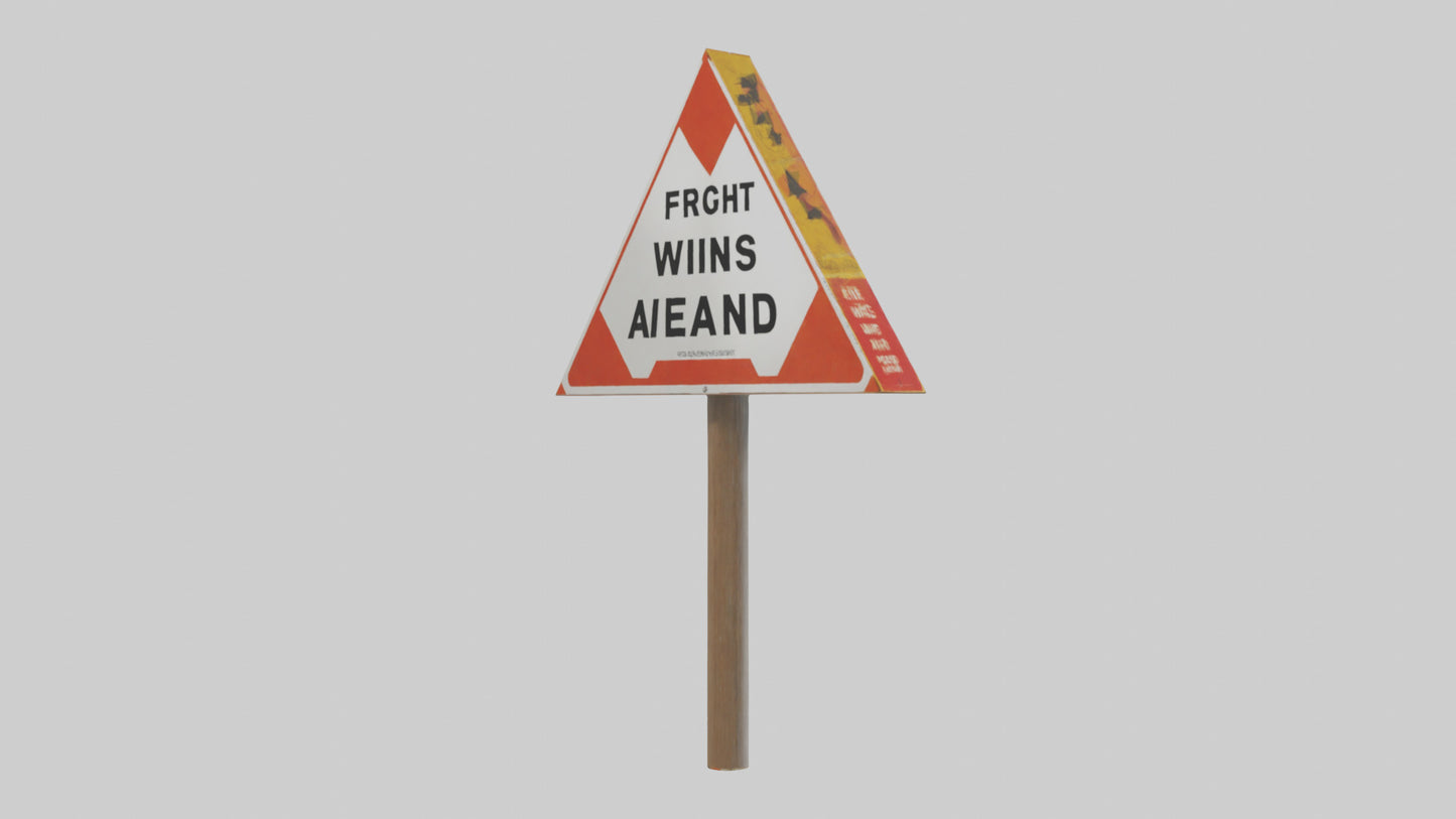 3D model High Winds Ahead Danger Sign model VR / AR / low-poly