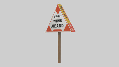 3D model High Winds Ahead Danger Sign model VR / AR / low-poly