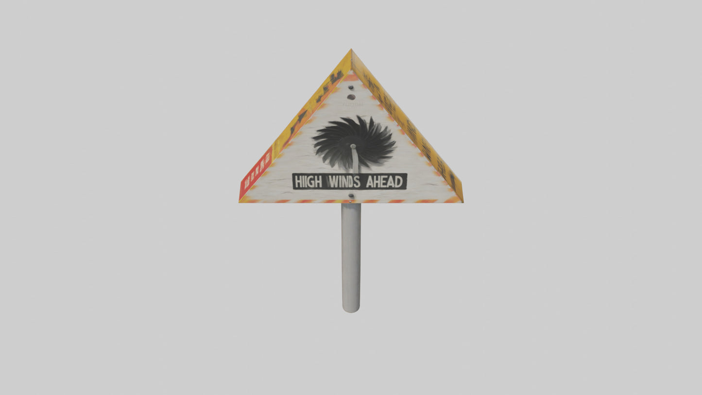 3D model High Winds Ahead Danger Sign model VR / AR / low-poly