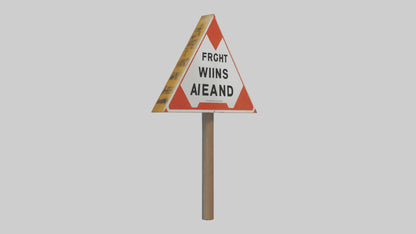 3D model High Winds Ahead Danger Sign model VR / AR / low-poly
