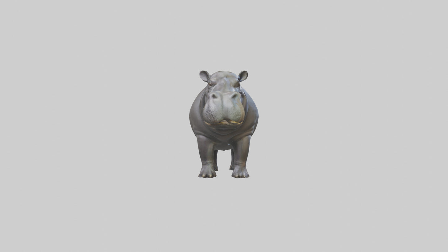 3D model Hippopotamus statue model VR / AR / low-poly