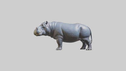 3D model Hippopotamus statue model VR / AR / low-poly