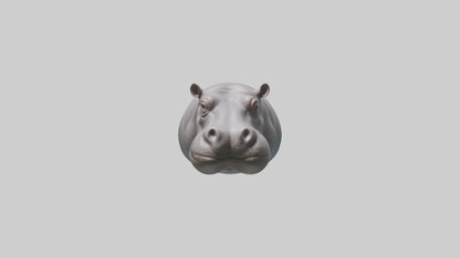 3D model Hippopotamus submerged model VR / AR / low-poly