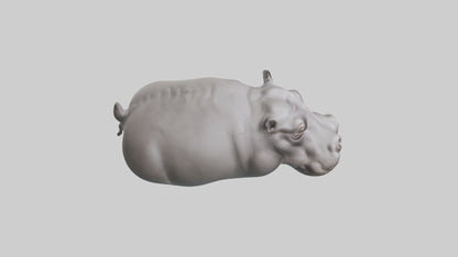 3D model Hippopotamus submerged model VR / AR / low-poly