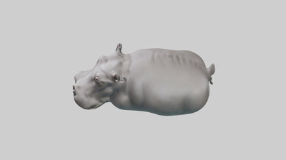 3D model Hippopotamus submerged model VR / AR / low-poly
