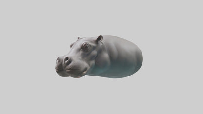 3D model Hippopotamus submerged model VR / AR / low-poly