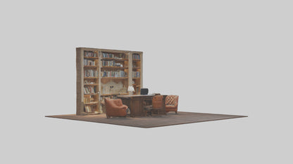 3D model Home Library VR / AR / low-poly