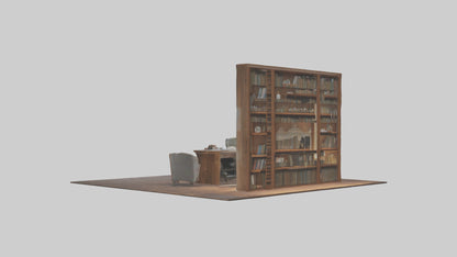 3D model Home Library VR / AR / low-poly