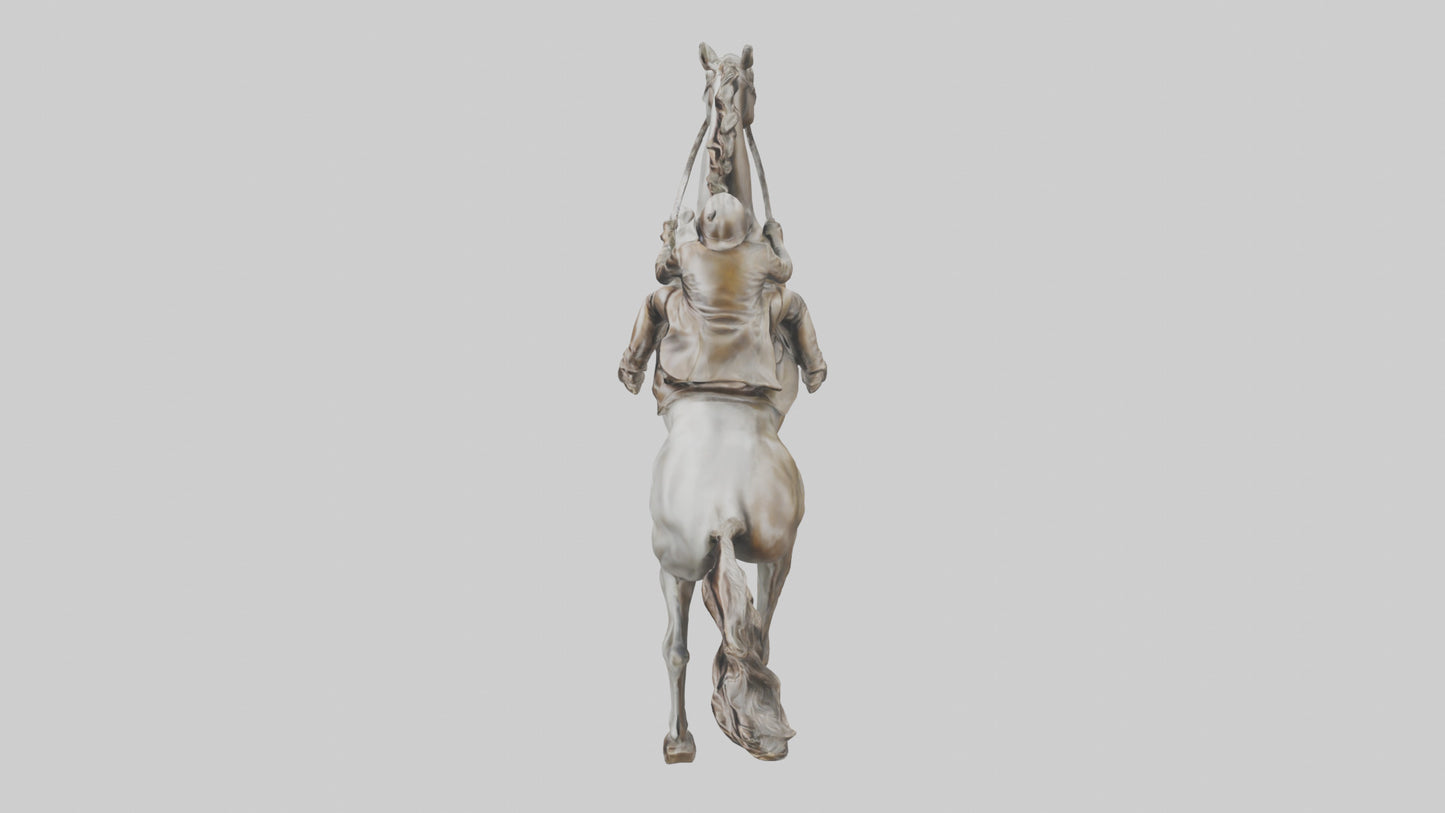 3D model Horse and Rider Jumping statue model VR / AR / low-poly