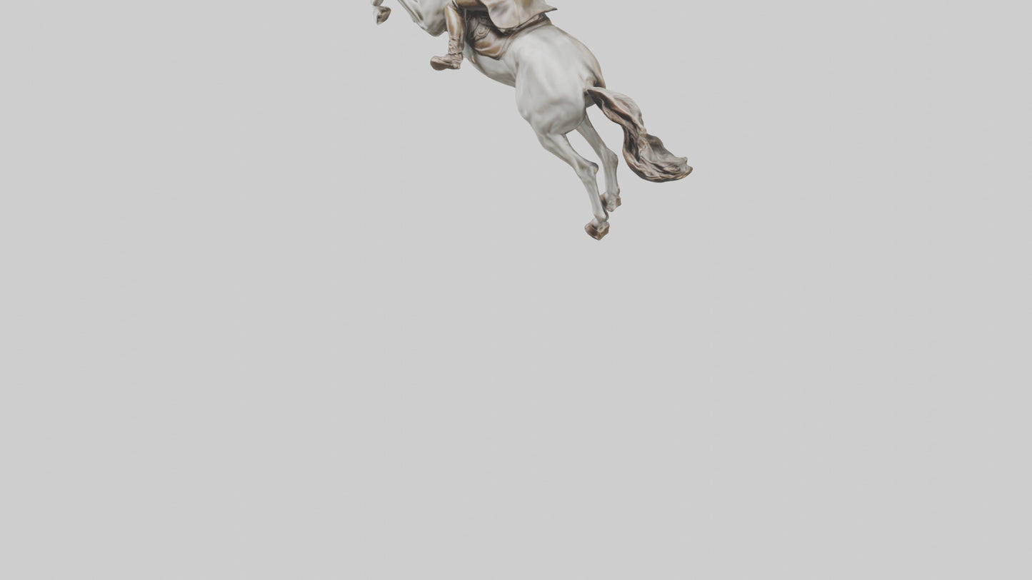 3D model Horse and Rider Jumping statue model VR / AR / low-poly