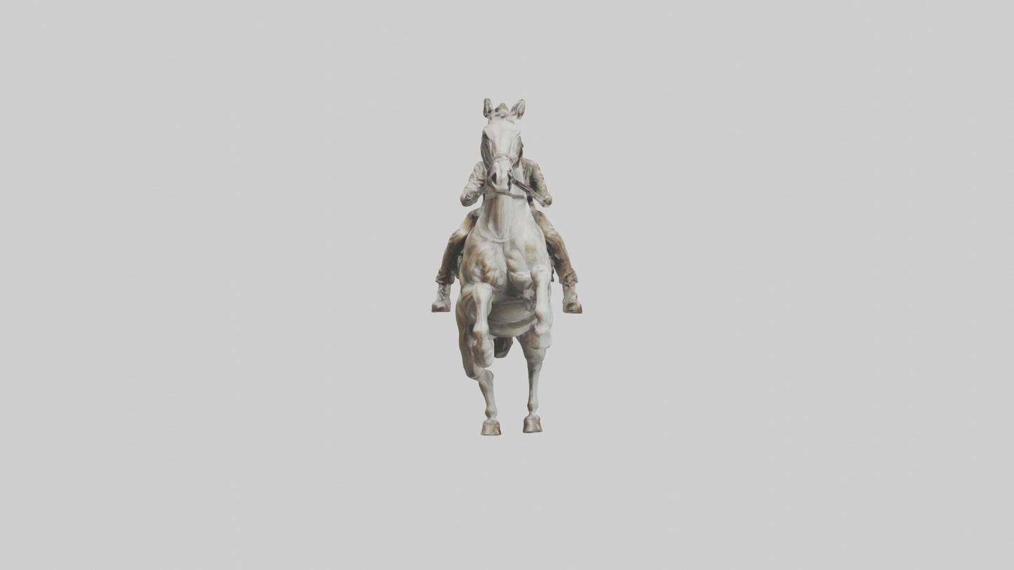 3D model Horse and Rider Jumping statue model VR / AR / low-poly