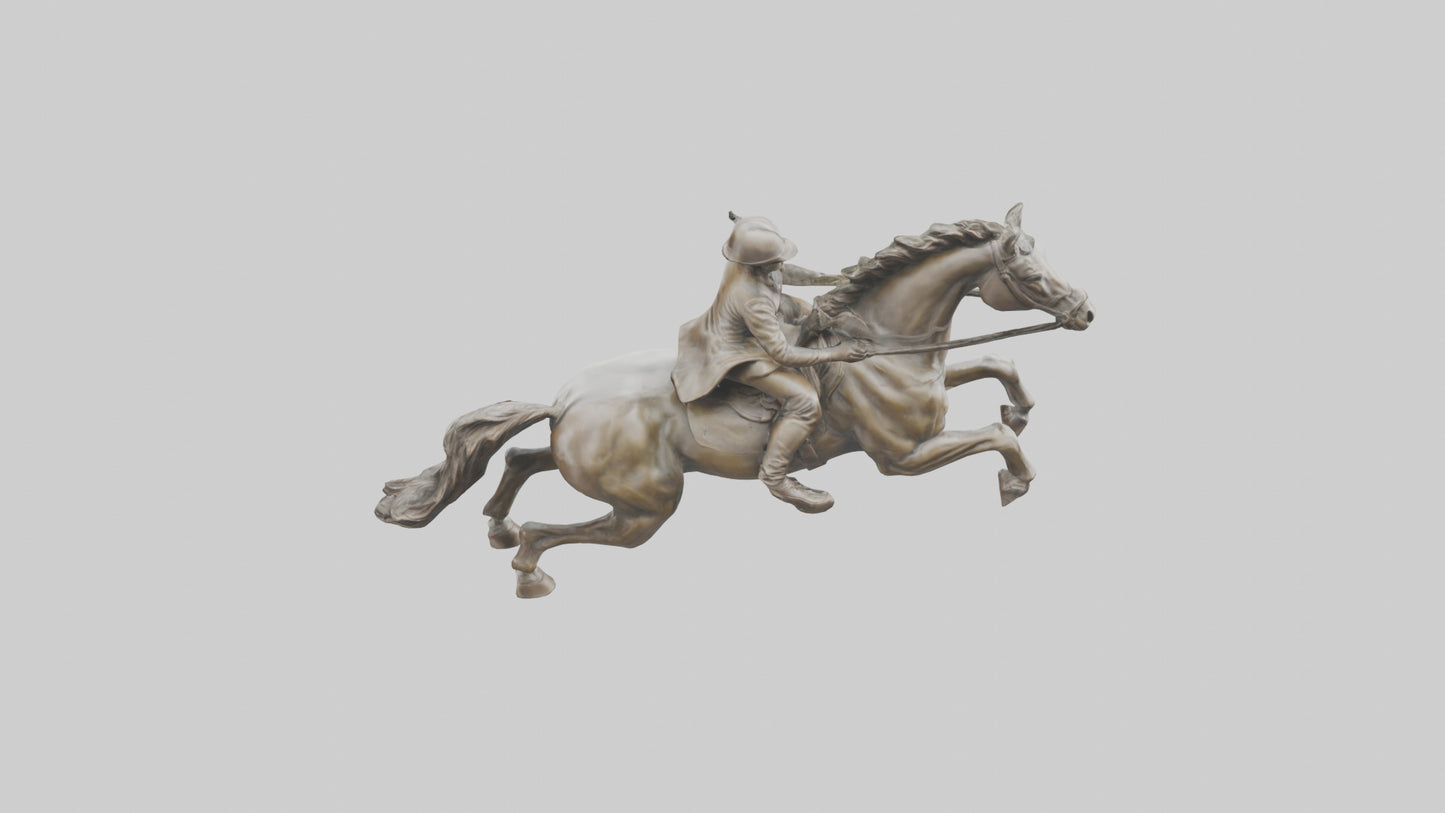 3D model Horse and Rider Jumping statue model VR / AR / low-poly