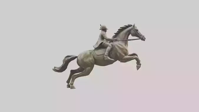 3D model Horse and Rider Jumping statue model VR / AR / low-poly