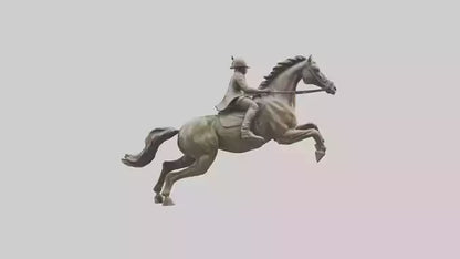 3D model Horse and Rider Jumping statue model VR / AR / low-poly