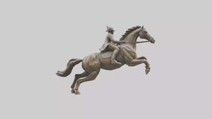 3D model Horse and Rider Jumping statue model VR / AR / low-poly