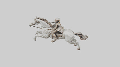 3D model Horse and Rider Jumping statue model VR / AR / low-poly
