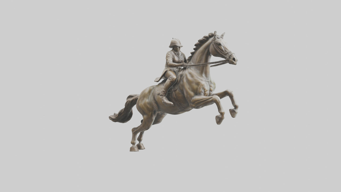 3D model Horse and Rider Jumping statue model VR / AR / low-poly
