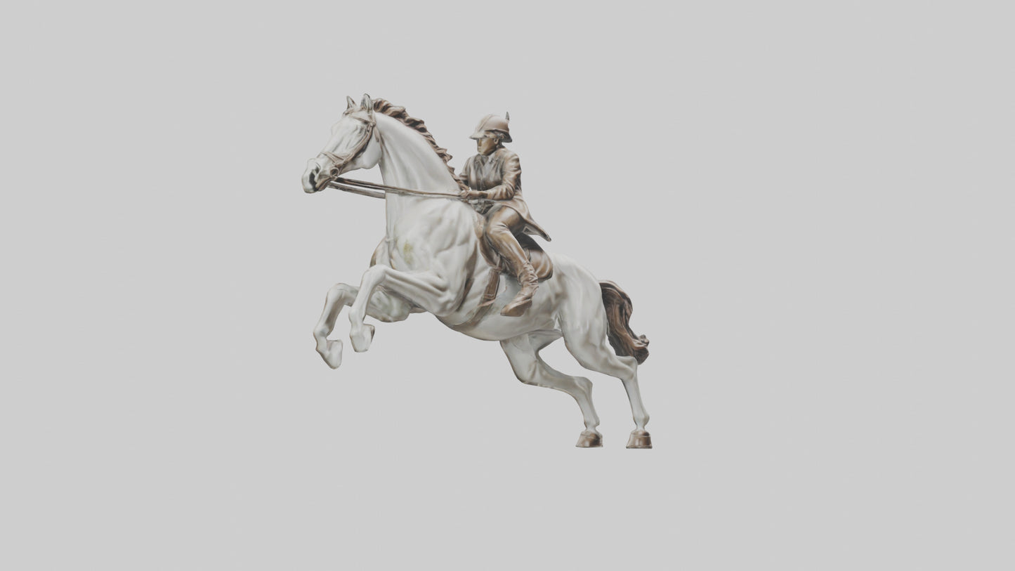 3D model Horse and Rider Jumping statue model VR / AR / low-poly