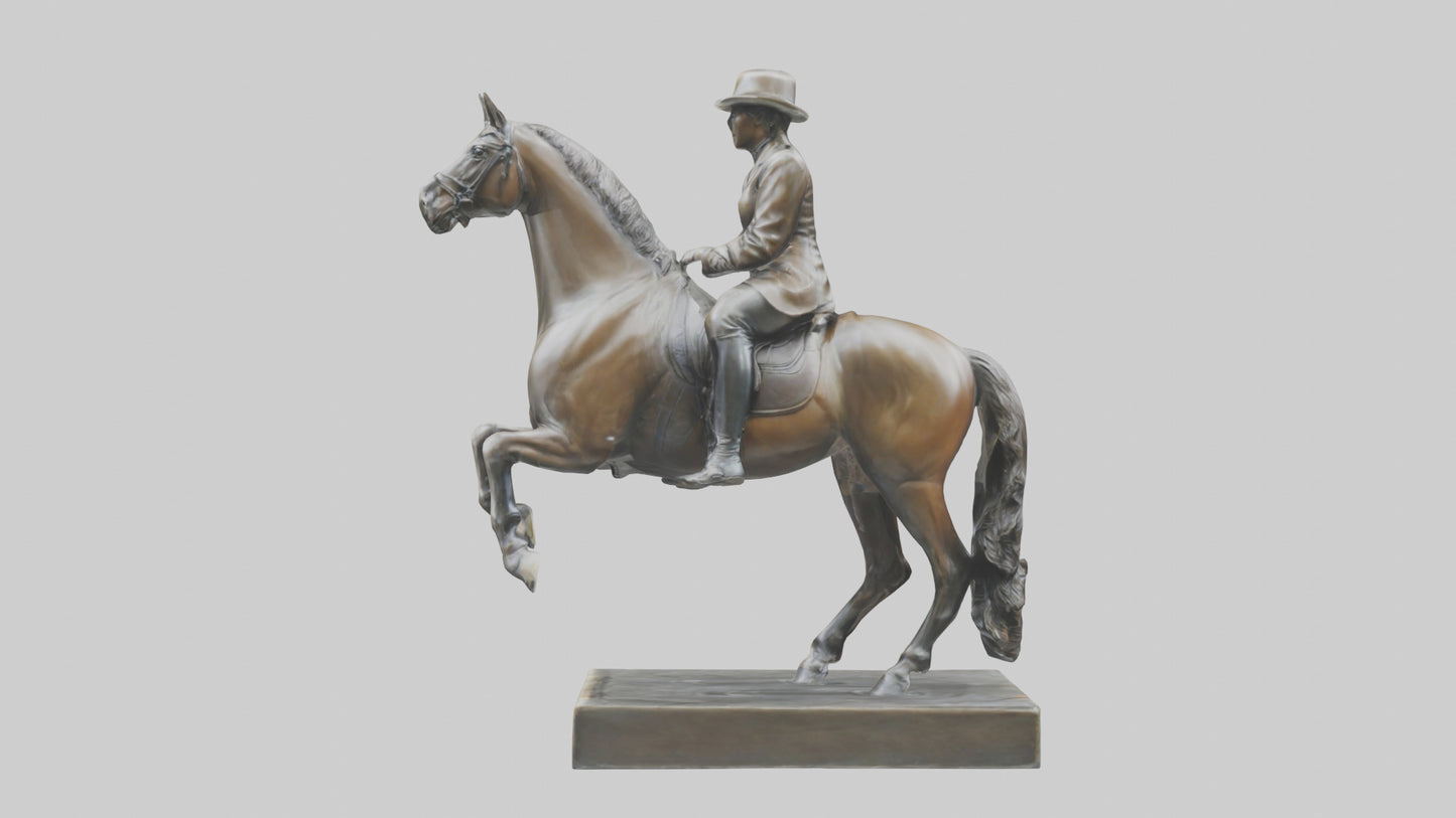 3D model Horse Rider in Dressage statue model VR / AR / low-poly