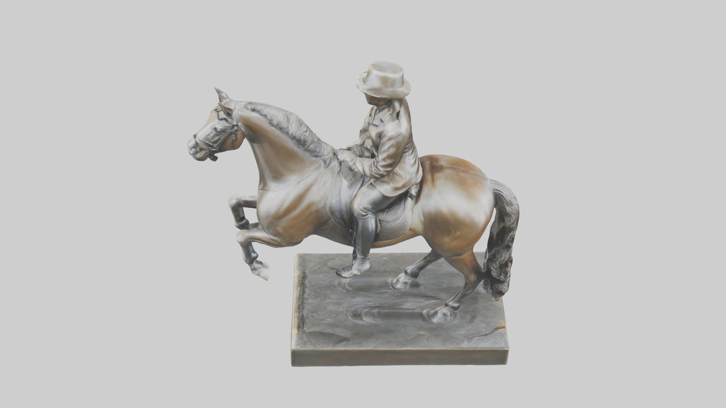3D model Horse Rider in Dressage statue model VR / AR / low-poly