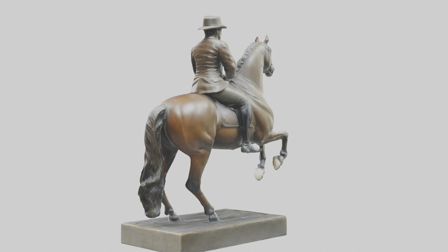 3D model Horse Rider in Dressage statue model VR / AR / low-poly