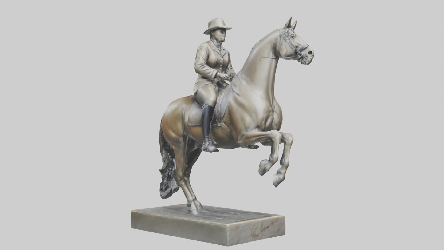 3D model Horse Rider in Dressage statue model VR / AR / low-poly