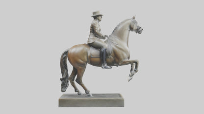 3D model Horse Rider in Dressage statue model VR / AR / low-poly