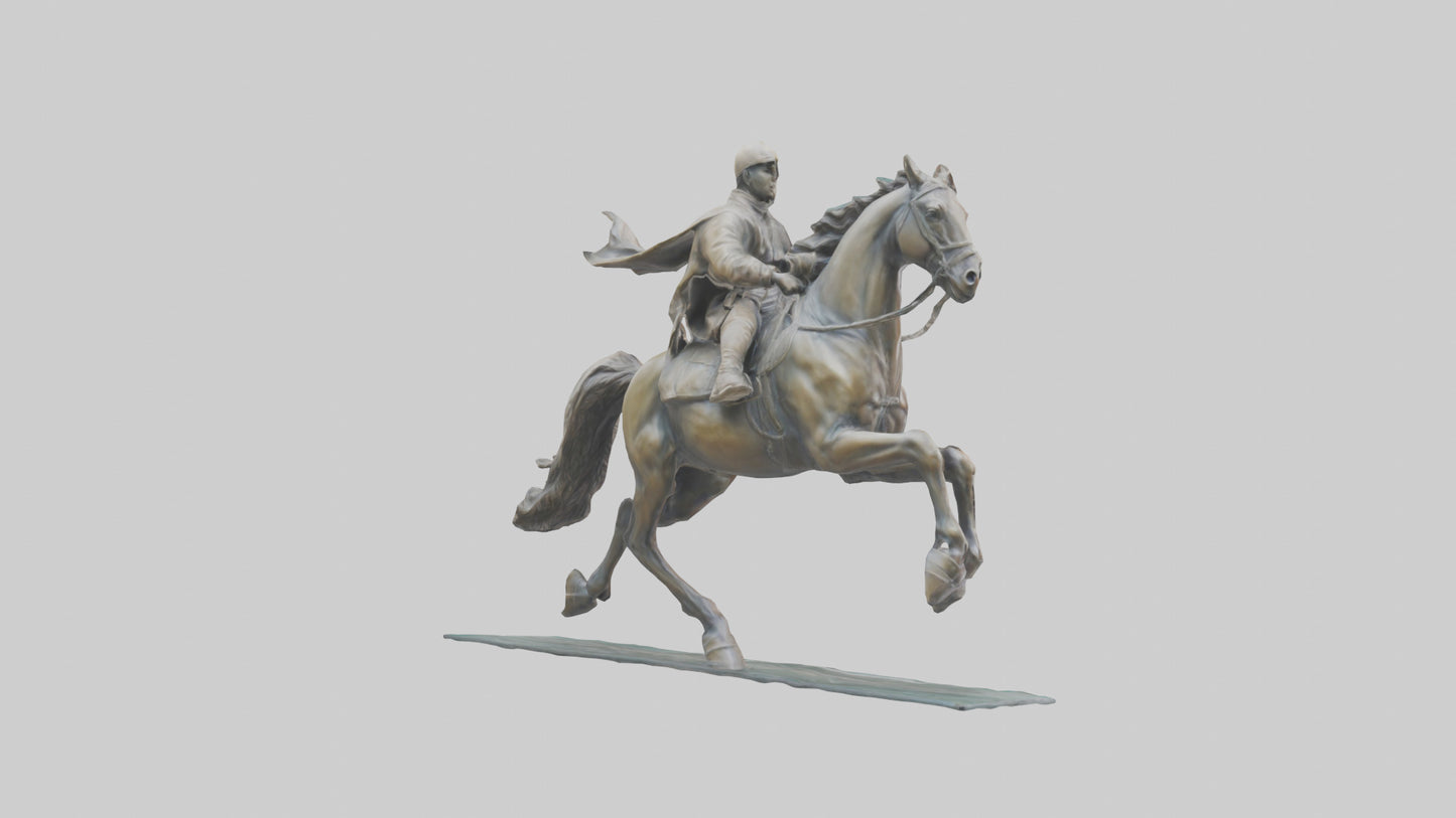 3D model Horse Rider in Gallop statue model VR / AR / low-poly
