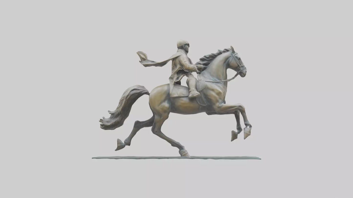 3D model Horse Rider in Gallop statue model VR / AR / low-poly