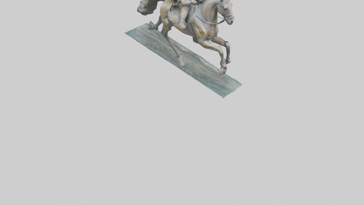 3D model Horse Rider in Gallop statue model VR / AR / low-poly