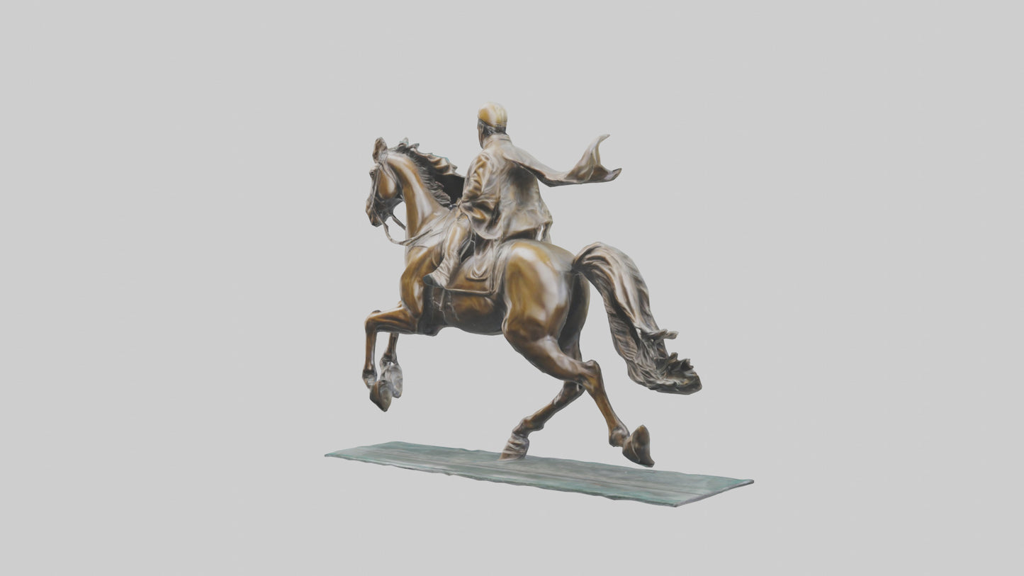 3D model Horse Rider in Gallop statue model VR / AR / low-poly