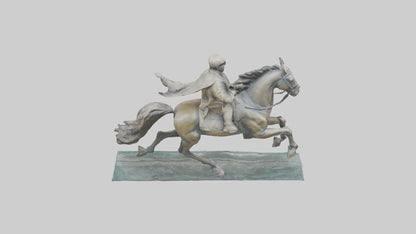 3D model Horse Rider in Gallop statue model VR / AR / low-poly