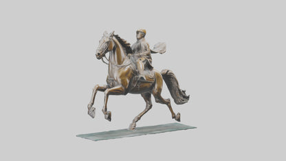 3D model Horse Rider in Gallop statue model VR / AR / low-poly