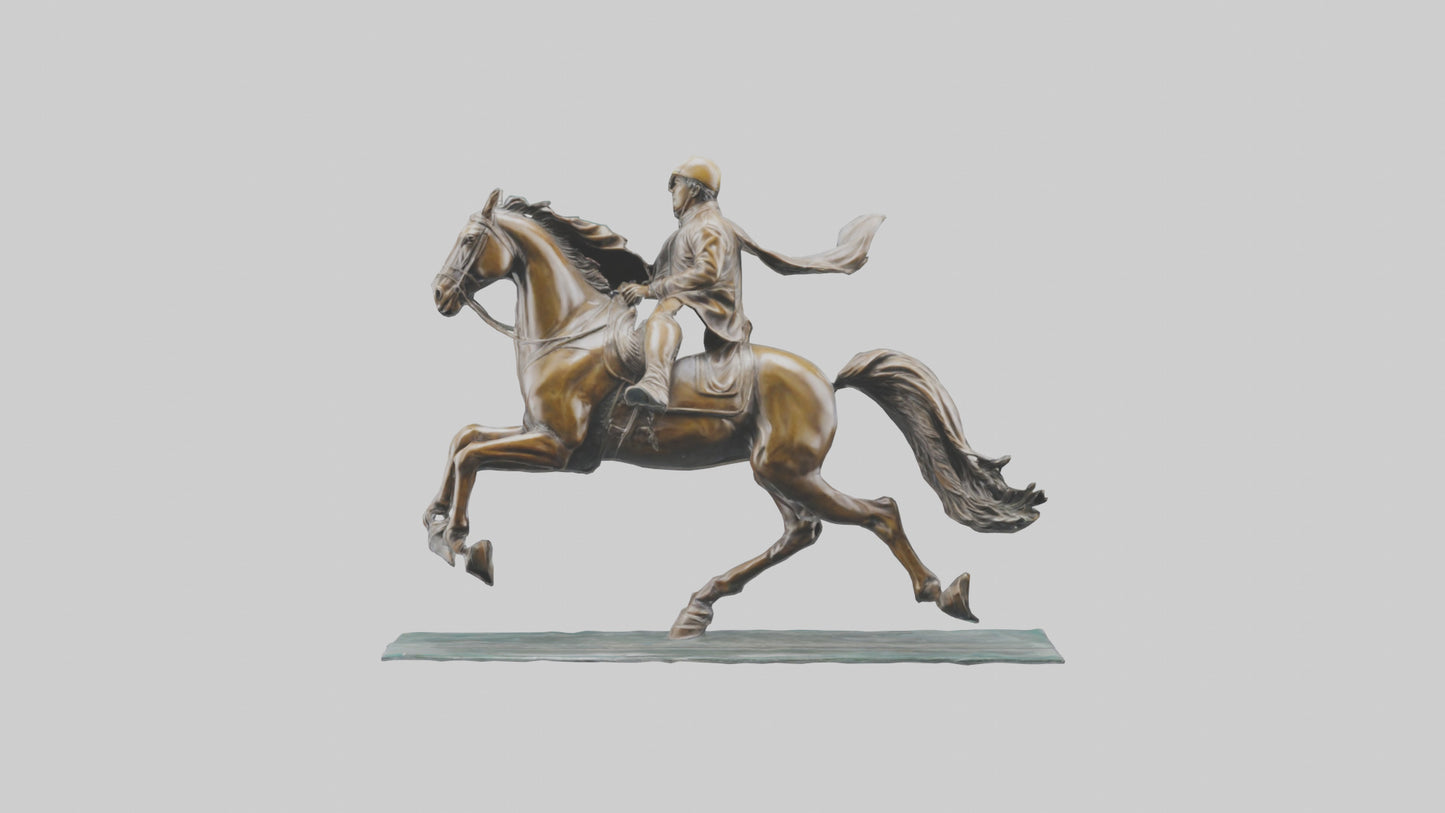 3D model Horse Rider in Gallop statue model VR / AR / low-poly