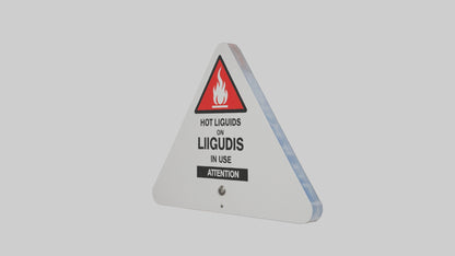 3D model Hot Liquids in Use Attention Sign model VR / AR / low-poly