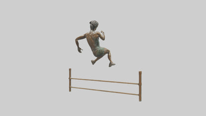 Hurdler MidJump statue model VR / AR / low-poly