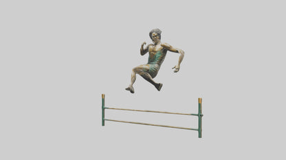 Hurdler MidJump statue model VR / AR / low-poly
