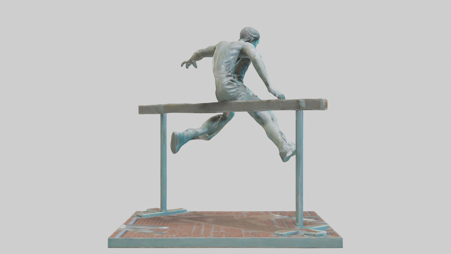 3D model Hurdler MidOvercoming Barrier statue model VR / AR / low-poly