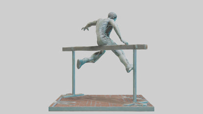 3D model Hurdler MidOvercoming Barrier statue model VR / AR / low-poly