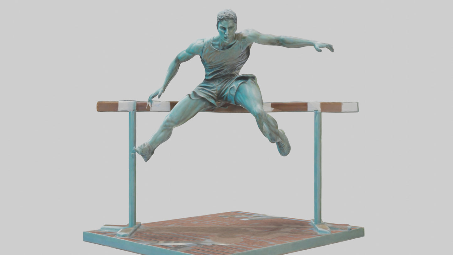 3D model Hurdler MidOvercoming Barrier statue model VR / AR / low-poly