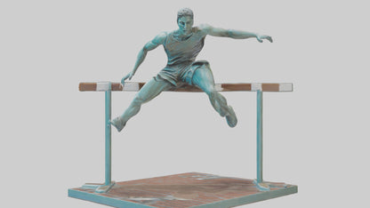 3D model Hurdler MidOvercoming Barrier statue model VR / AR / low-poly