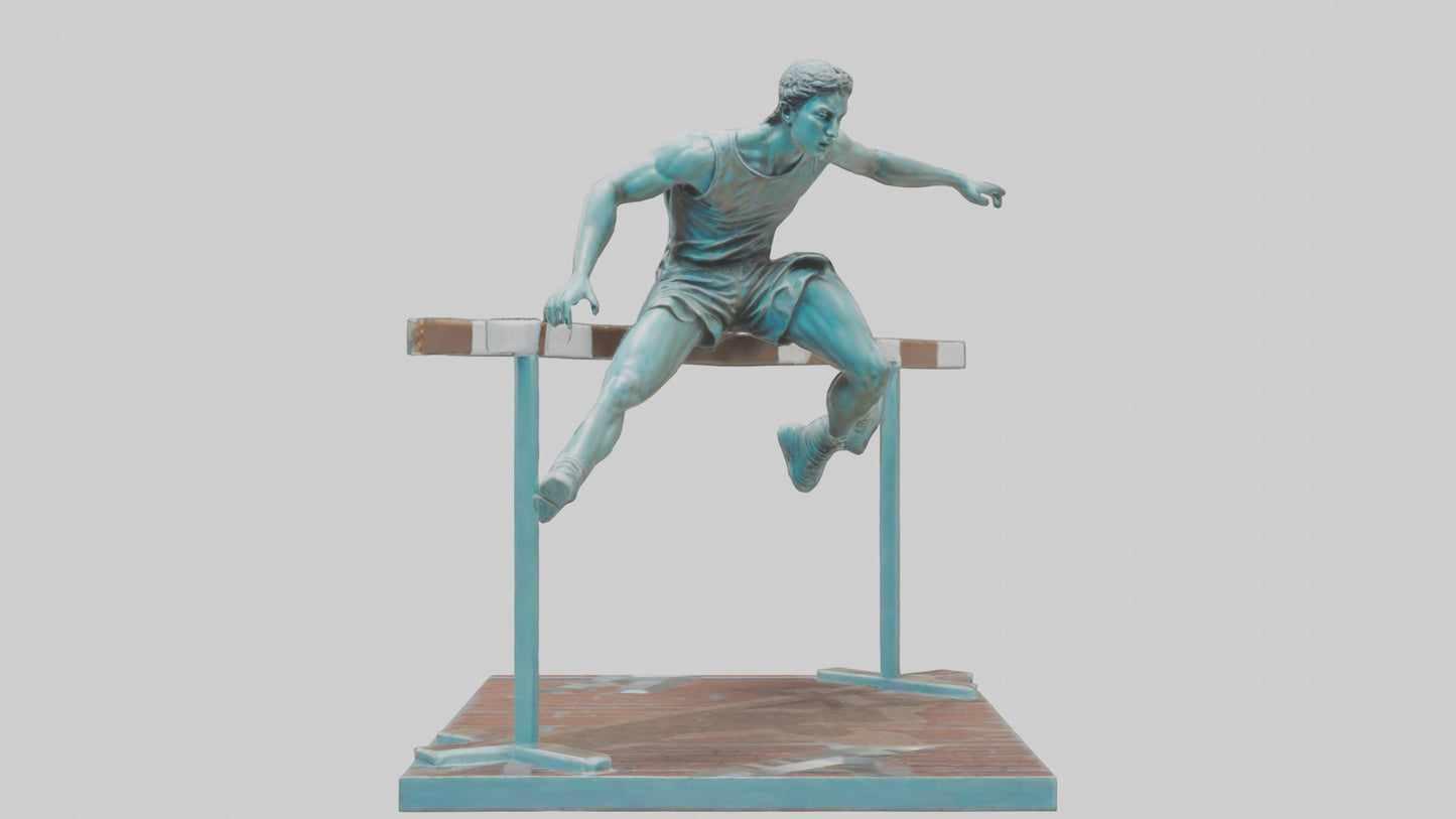 3D model Hurdler MidOvercoming Barrier statue model VR / AR / low-poly