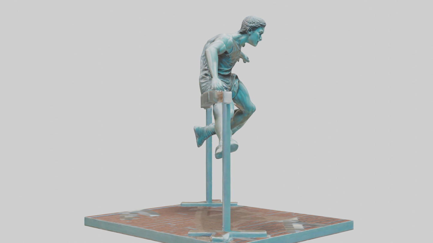 3D model Hurdler MidOvercoming Barrier statue model VR / AR / low-poly