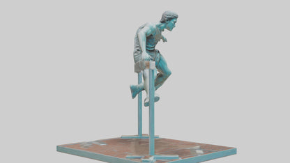 3D model Hurdler MidOvercoming Barrier statue model VR / AR / low-poly