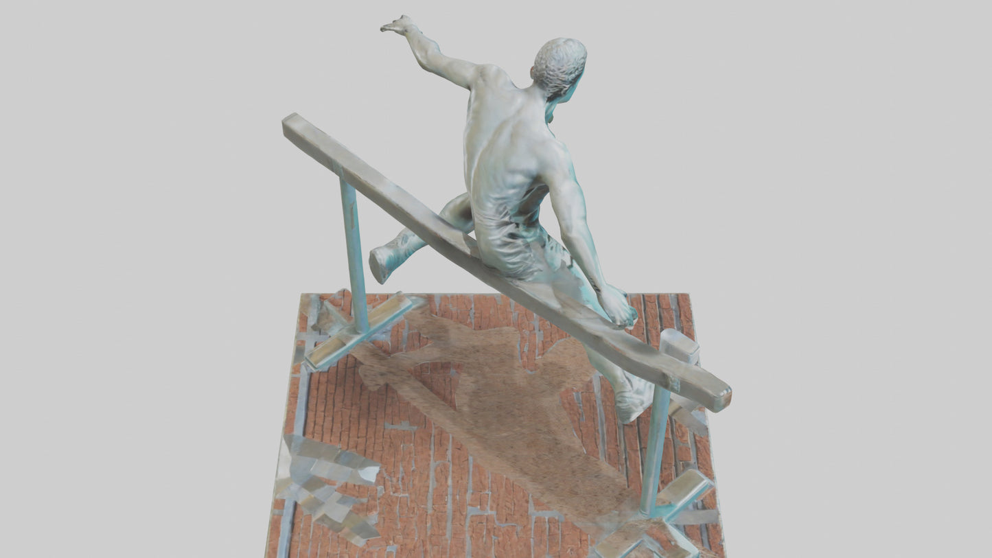 3D model Hurdler MidOvercoming Barrier statue model VR / AR / low-poly