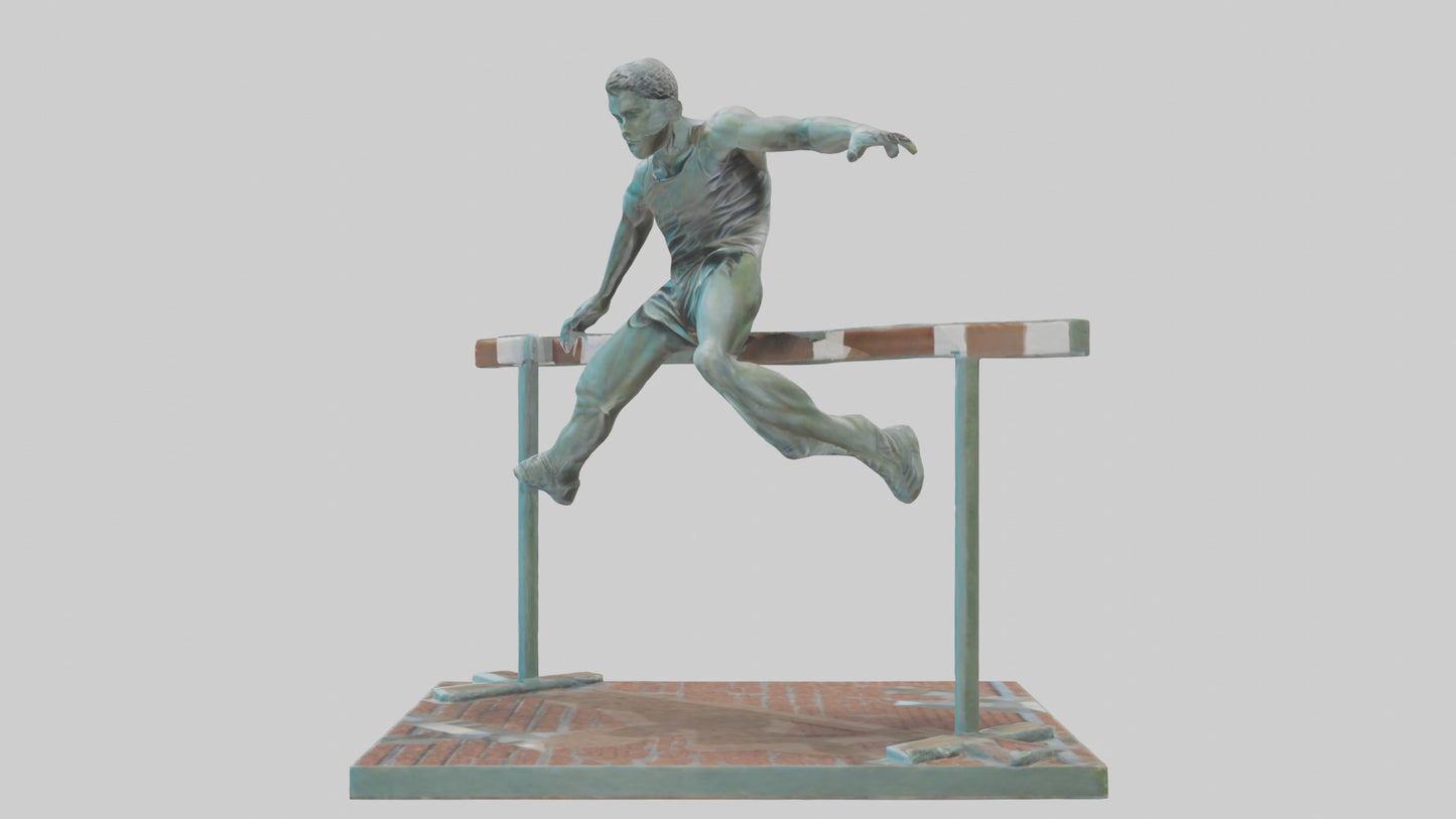 3D model Hurdler MidOvercoming Barrier statue model VR / AR / low-poly